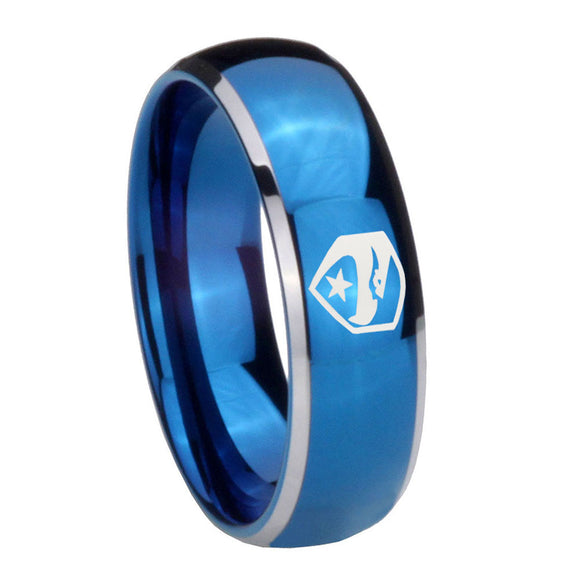 8mm GI Joe Eagle Dome Blue 2 Tone Tungsten Carbide Promise Ring