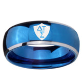 8mm Greek CTR Dome Blue 2 Tone Tungsten Carbide Engagement Ring