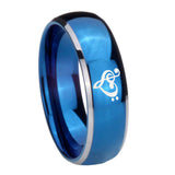 8mm Music & Heart Dome Blue 2 Tone Tungsten Carbide Mens Anniversary Ring