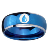 8mm Magic Gathering Dome Blue 2 Tone Tungsten Carbide Mens Engagement Band