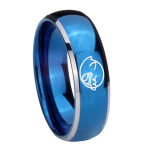 8mm Mario Boo Ghost Dome Blue 2 Tone Tungsten Carbide Men's Engagement Band