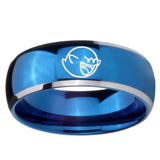 8mm Mario Boo Ghost Dome Blue 2 Tone Tungsten Carbide Men's Engagement Band