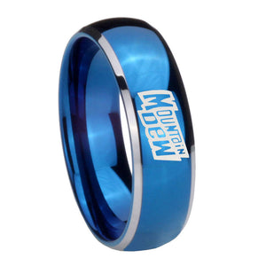 8mm Mountain Dew Dome Blue 2 Tone Tungsten Carbide Wedding Band Ring