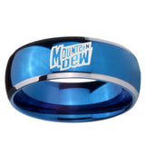 8mm Mountain Dew Dome Blue 2 Tone Tungsten Carbide Wedding Band Ring