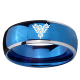 8mm Phoenix Dome Blue 2 Tone Tungsten Carbide Mens Wedding Ring