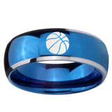 8mm Basketball Dome Blue 2 Tone Tungsten Carbide Wedding Engagement Ring