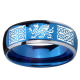 8mm Multiple Dragon Celtic Dome Blue 2 Tone Tungsten Wedding Engagement Ring
