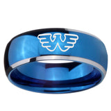 8mm Waylon Jennings Dome Blue 2 Tone Tungsten Carbide Mens Bands Ring