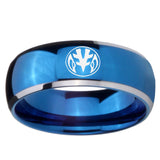 8mm Love Power Rangers Dome Blue 2 Tone Tungsten Carbide Mens Ring Engraved