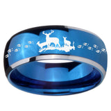 8mm Deer Hunting Dome Blue 2 Tone Tungsten Carbide Mens Wedding Band