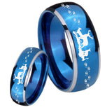 His Hers Deer Hunting Dome Blue 2 Tone Tungsten Mens Engagement Band Set