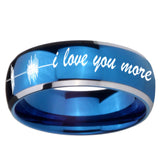 8mm Sound Wave, I love you more Dome Blue 2 Tone Tungsten Men's Bands Ring