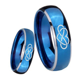 8mm Infinity Love Dome Blue 2 Tone Tungsten Carbide Mens Wedding Ring