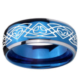 8mm Celtic Braided Dome Blue 2 Tone Tungsten Carbide Mens Wedding Band