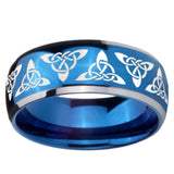 8mm Celtic Knot Dome Blue 2 Tone Tungsten Carbide Mens Wedding Band