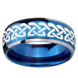 8mm Celtic Knot Love Dome Blue 2 Tone Tungsten Carbide Mens Wedding Band