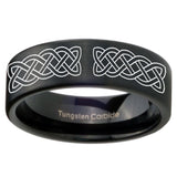 8mm Celtic Knot Pipe Cut Brush Black Tungsten Carbide Custom Mens Ring