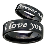 8mm I Love You Forever and ever Pipe Cut Brush Black Tungsten Men's Band Ring
