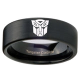 8mm Transformers Autobot Pipe Cut Brush Black Tungsten Wedding Band Ring