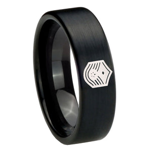 8mm Chief Master Sergeant Vector Pipe Cut Brush Black Tungsten Promise Ring