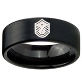 8mm Chief Master Sergeant Vector Pipe Cut Brush Black Tungsten Promise Ring