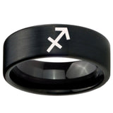 8mm Sagittarius Zodiac Pipe Cut Brush Black Tungsten Wedding Engraving Ring
