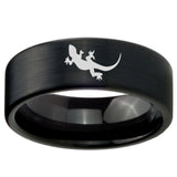8mm Lizard Pipe Cut Brush Black Tungsten Carbide Mens Wedding Ring
