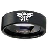 8mm Zelda Skyward Sword Pipe Cut Brush Black Tungsten Carbide Wedding Band Ring