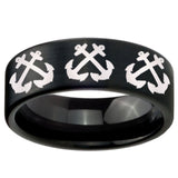 8mm Multiple Anchor Pipe Cut Brush Black Tungsten Carbide Promise Ring