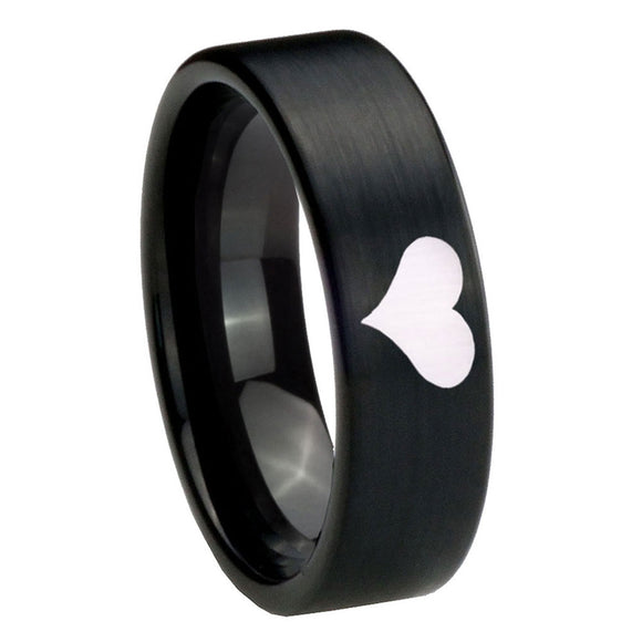 8mm Heart Pipe Cut Brush Black Tungsten Carbide Men's Engagement Ring