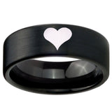 8mm Heart Pipe Cut Brush Black Tungsten Carbide Men's Engagement Ring