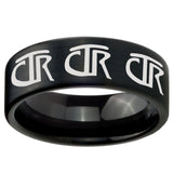 8mm Multiple CTR Pipe Cut Brush Black Tungsten Carbide Mens Engagement Band