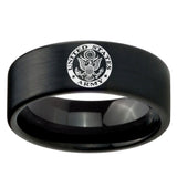8mm U.S. Army Pipe Cut Brush Black Tungsten Carbide Custom Ring for Men