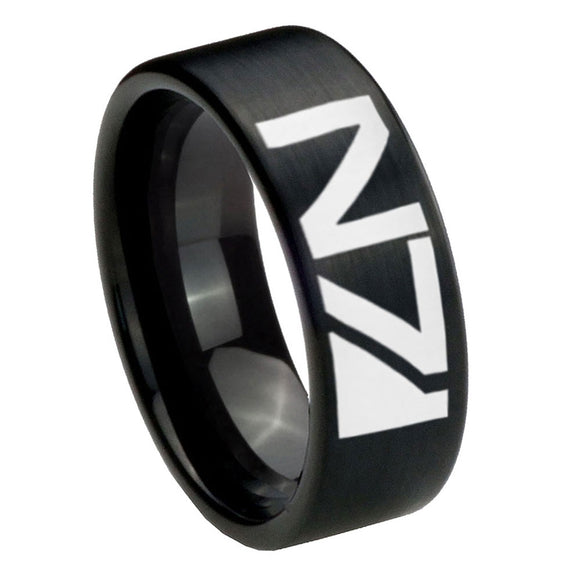 8mm N7 Design Pipe Cut Brush Black Tungsten Carbide Custom Ring for Men
