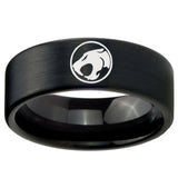 8mm Thundercat Pipe Cut Brush Black Tungsten Carbide Men's Engagement Ring