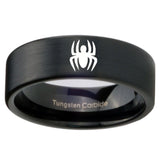 8mm Spiderman Pipe Cut Brush Black Tungsten Carbide Mens Engagement Ring