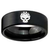 8mm Offspring Pipe Cut Brush Black Tungsten Carbide Mens Ring