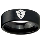 8mm Greek CTR Pipe Cut Brush Black Tungsten Carbide Men's Wedding Ring