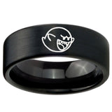 8mm Mario Boo Ghost Pipe Cut Brush Black Tungsten Carbide Engagement Ring