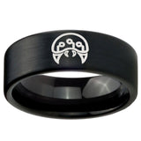 8mm Metroid Pipe Cut Brush Black Tungsten Carbide Men's Bands Ring