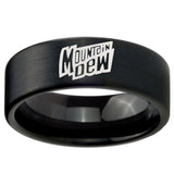 8mm Mountain Dew Pipe Cut Brush Black Tungsten Carbide Mens Engagement Band