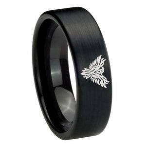 8mm Phoenix Pipe Cut Brush Black Tungsten Carbide Men's Engagement Ring