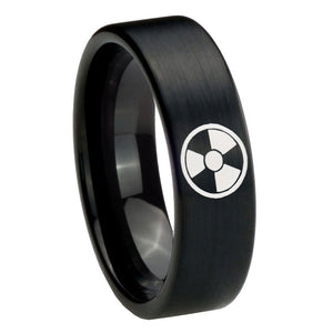 8mm Radiation Pipe Cut Brush Black Tungsten Carbide Men's Promise Rings