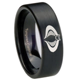 8mm Cobra Pipe Cut Brush Black Tungsten Carbide Men's Promise Rings