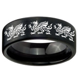 8mm Multiple Dragon Pipe Cut Brush Black Tungsten Carbide Mens Ring Personalized