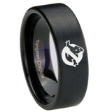 8mm Ghostbusters Pipe Cut Brush Black Tungsten Carbide Men's Wedding Ring