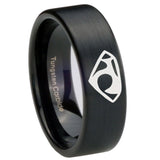 8mm House of Van Pipe Cut Brush Black Tungsten Carbide Rings for Men