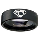 8mm House of Van Pipe Cut Brush Black Tungsten Carbide Rings for Men