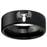 8mm Spider Pipe Cut Brush Black Tungsten Carbide Men's Wedding Band