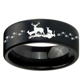 8mm Deer Hunting Pipe Cut Brush Black Tungsten Carbide Custom Ring for Men